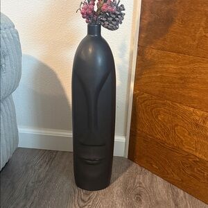Sleek Black Face Vase